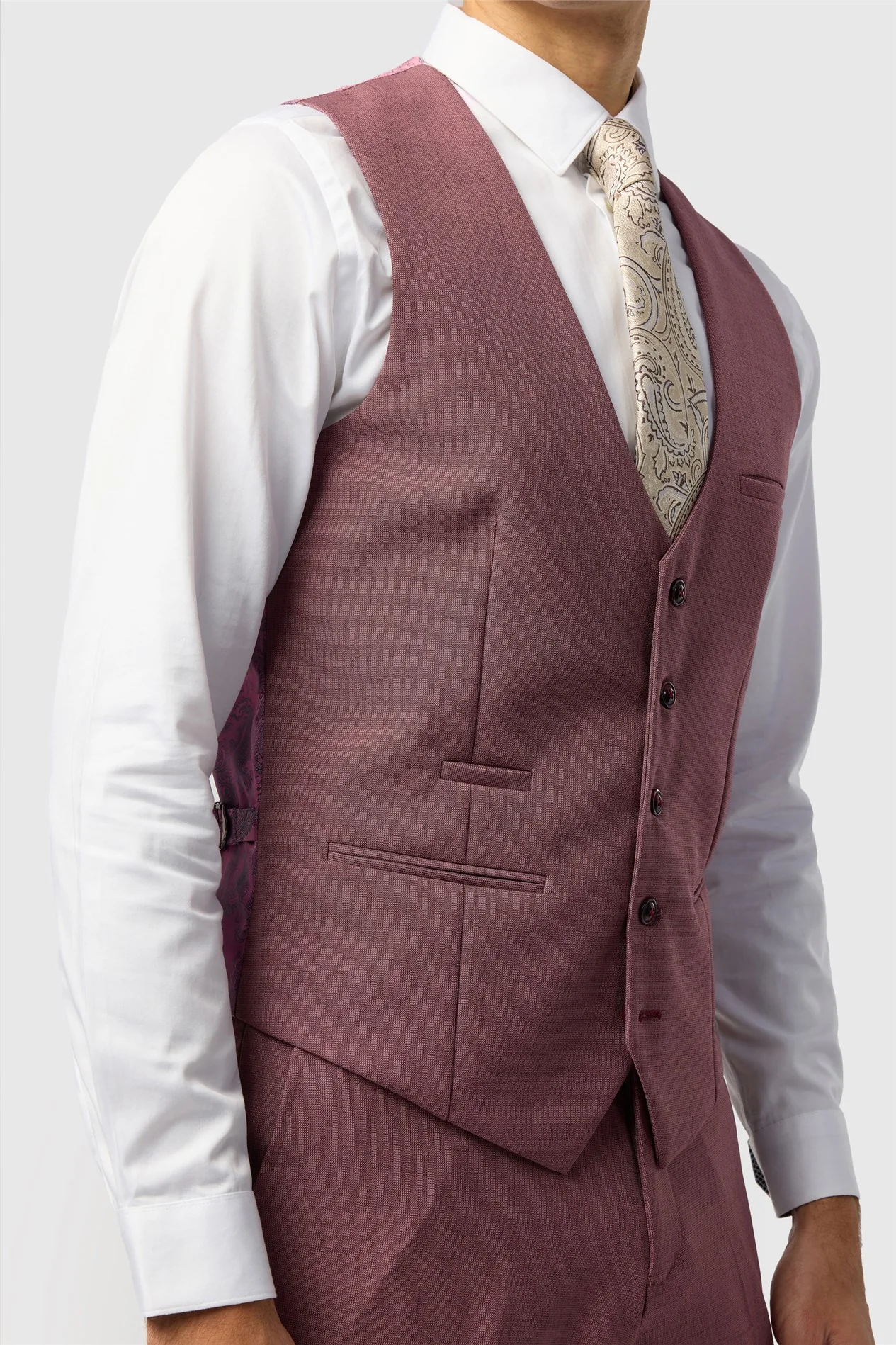 Marc Darcy Tailored Fit Monte Mauve Waistcoat thumbnail 2