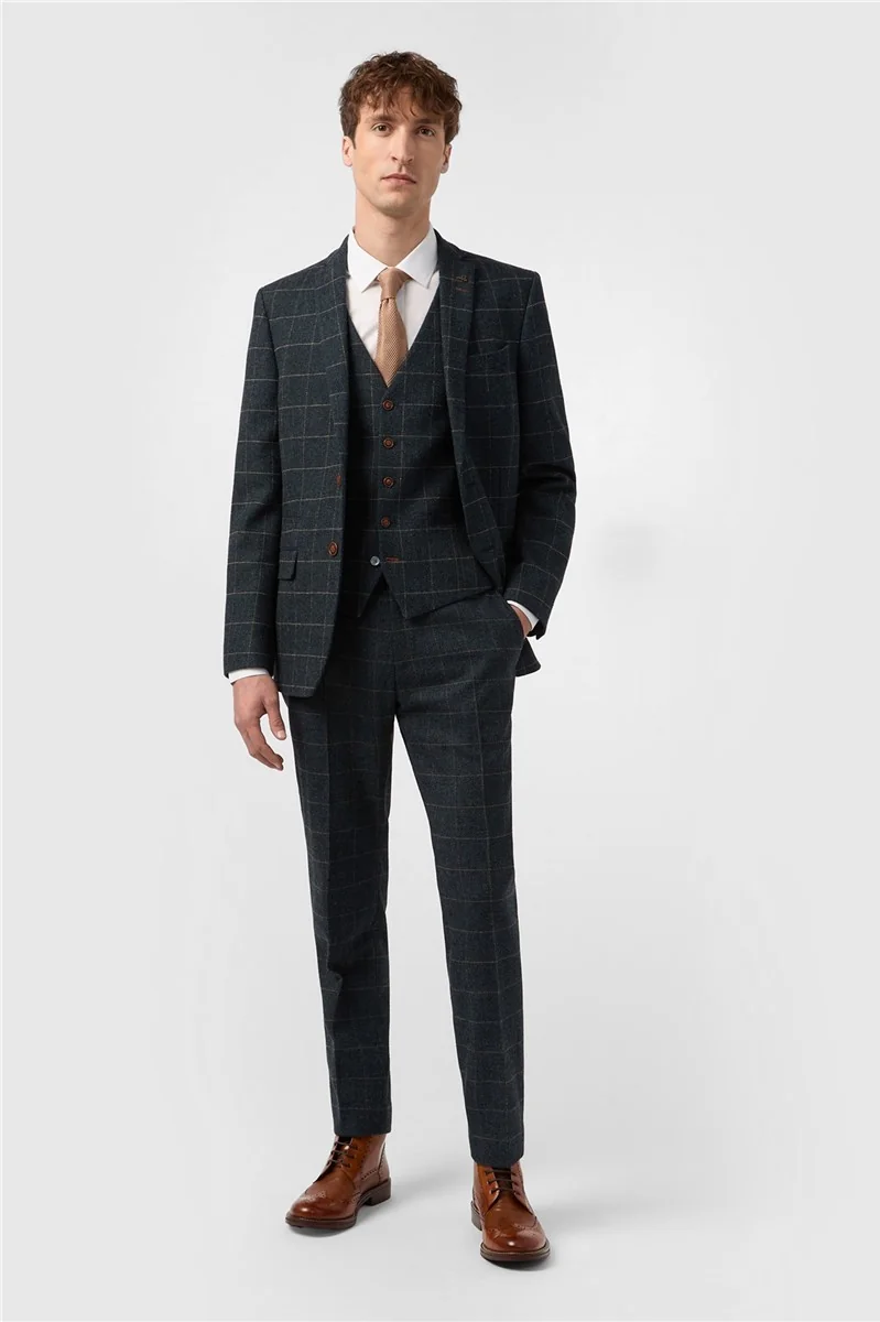 Slim Fit Dax Teal Herringbone Jacket thumbnail 2