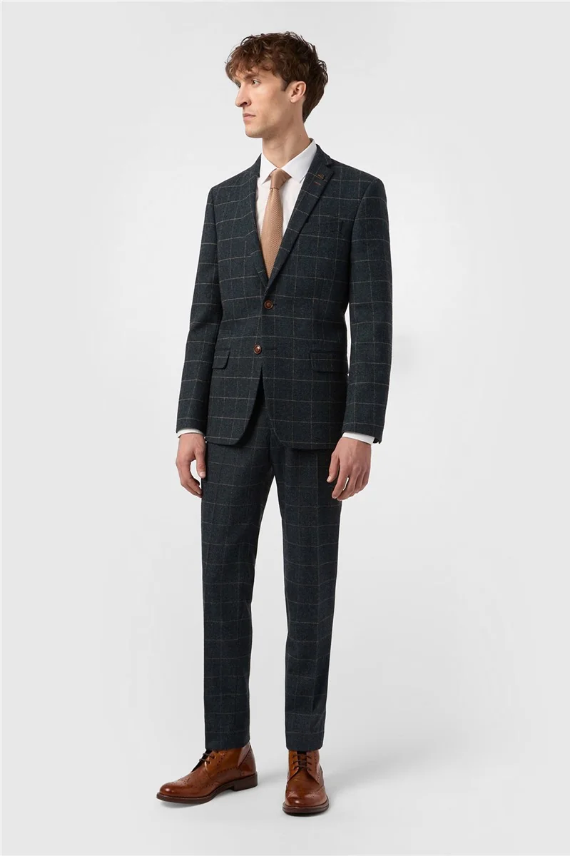Slim Fit Dax Teal Herringbone Jacket thumbnail 4