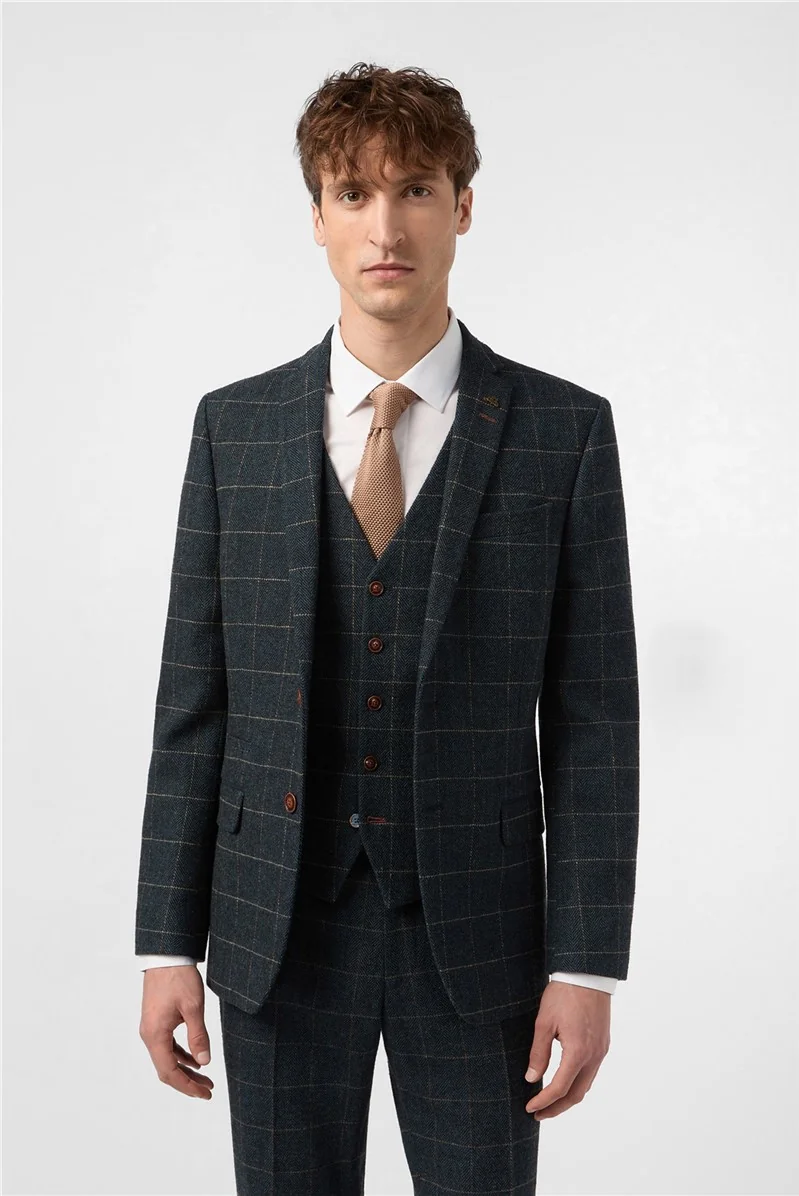 Slim Fit Dax Teal Herringbone Jacket primary image