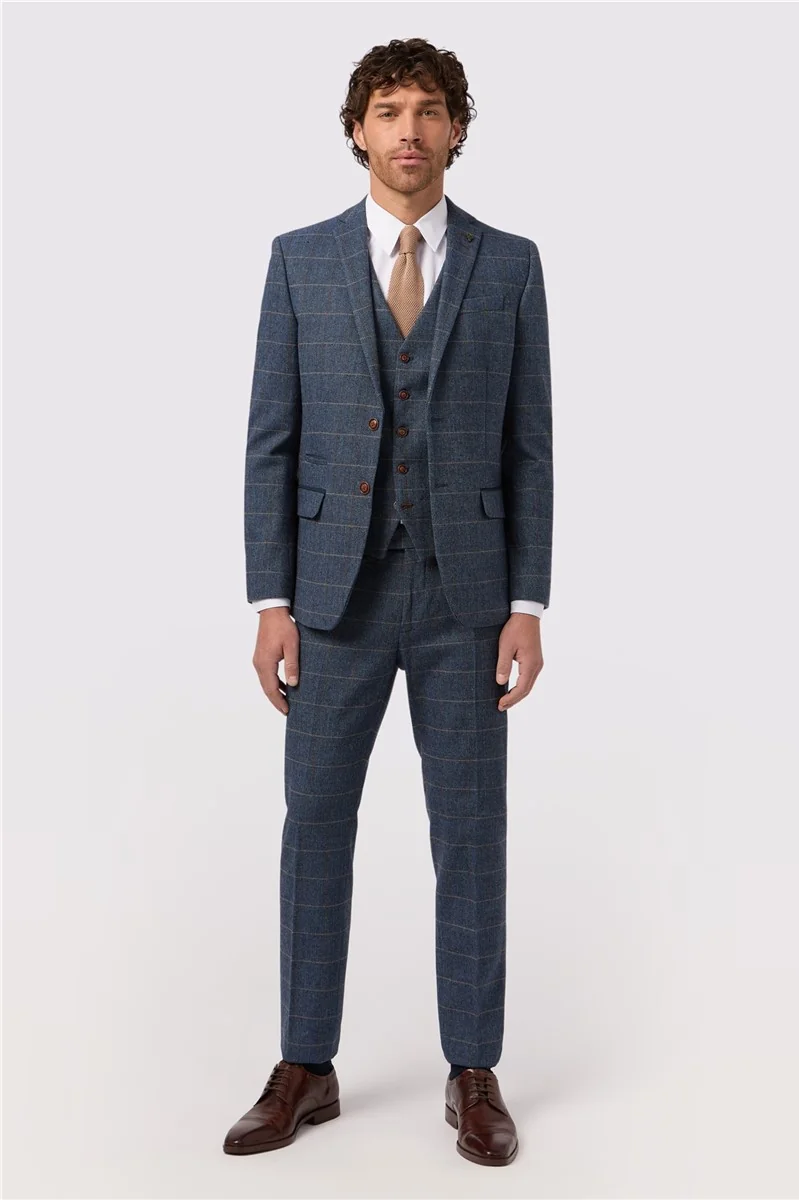 Slim Fit Maverick Navy Herringbone Jacket thumbnail 2
