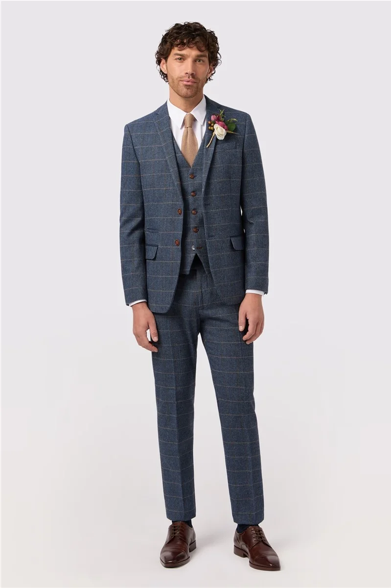 Slim Fit Maverick Navy Herringbone Jacket thumbnail 3