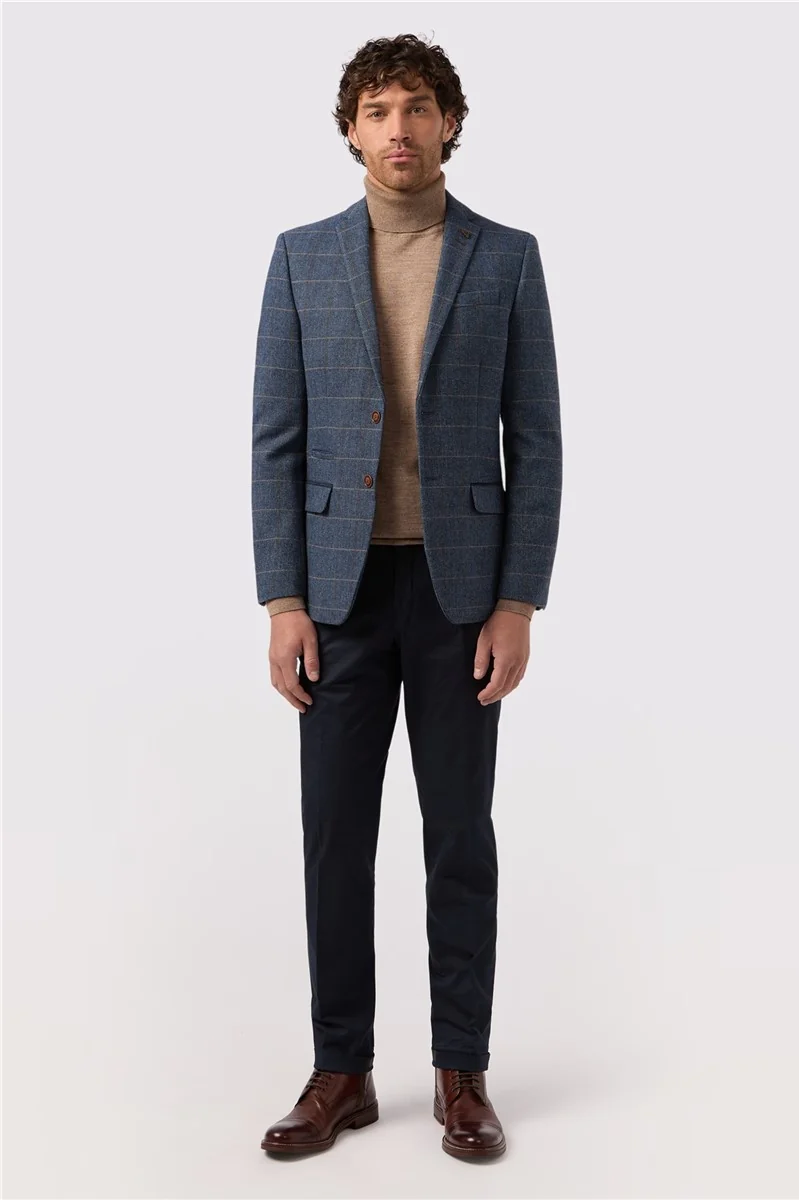 Slim Fit Maverick Navy Herringbone Jacket thumbnail 4