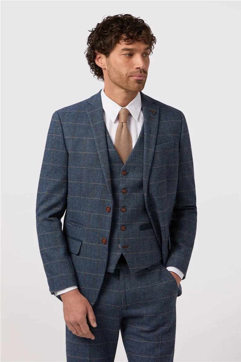 Slim Fit Maverick Navy Herringbone Jacket primary image