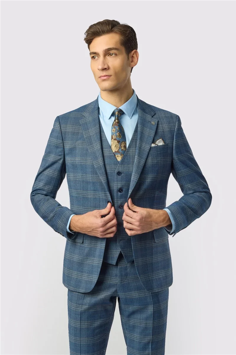 Ted Baker Slim Fit Airforce Sage Check Jacket