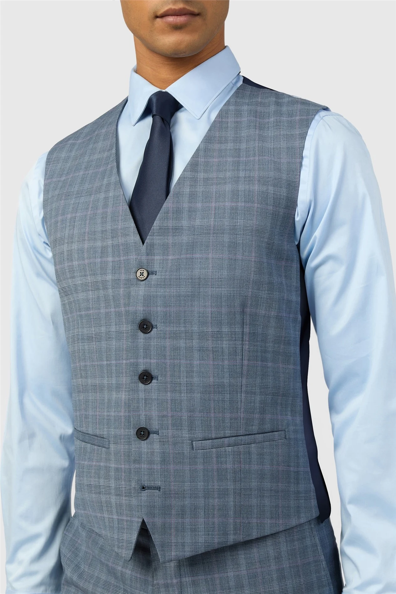 Ted Baker Slim Fit Blue Rose Check Waistcoat thumbnail 2