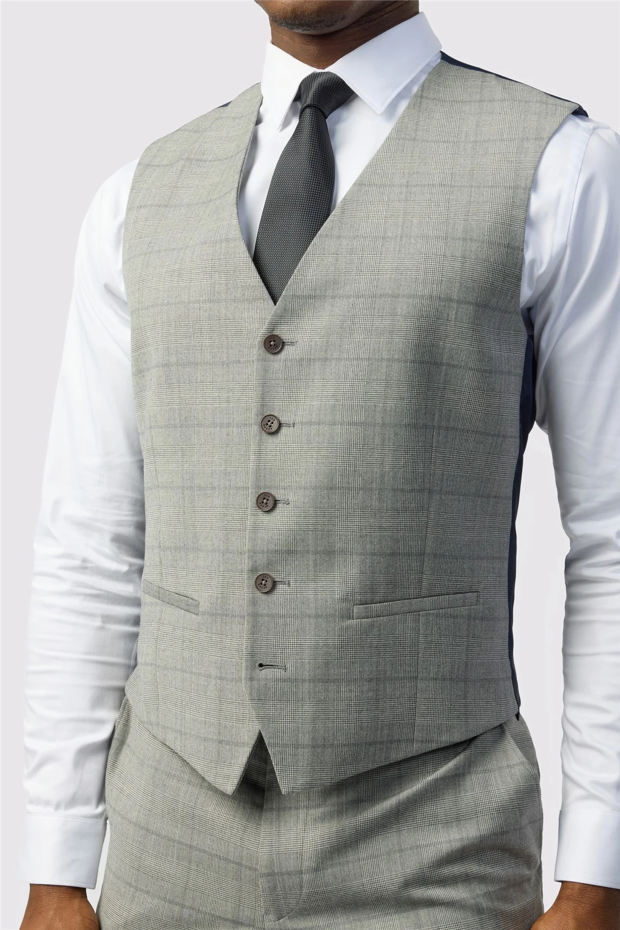 Ted Baker Slim Fit Grey Check Waistcoat thumbnail 2