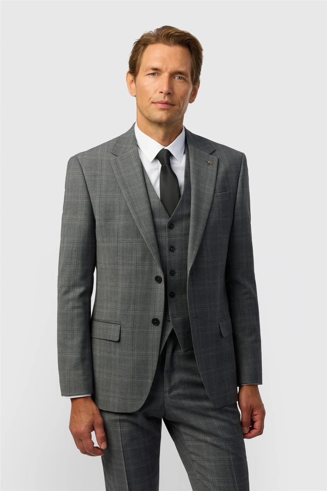 Ted Baker Slim Fit Grey Hopsack Check Jacket primary image