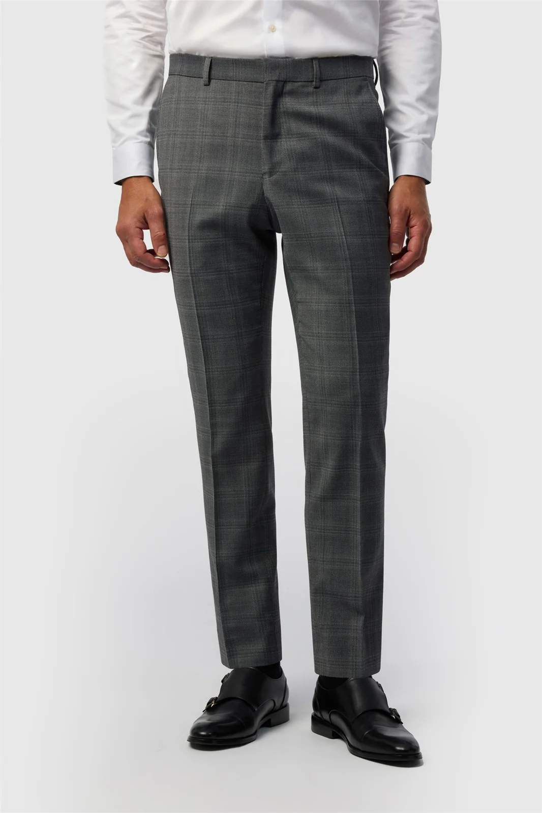 Ted Baker Slim Fit Grey Hopsack Check Trousers primary image
