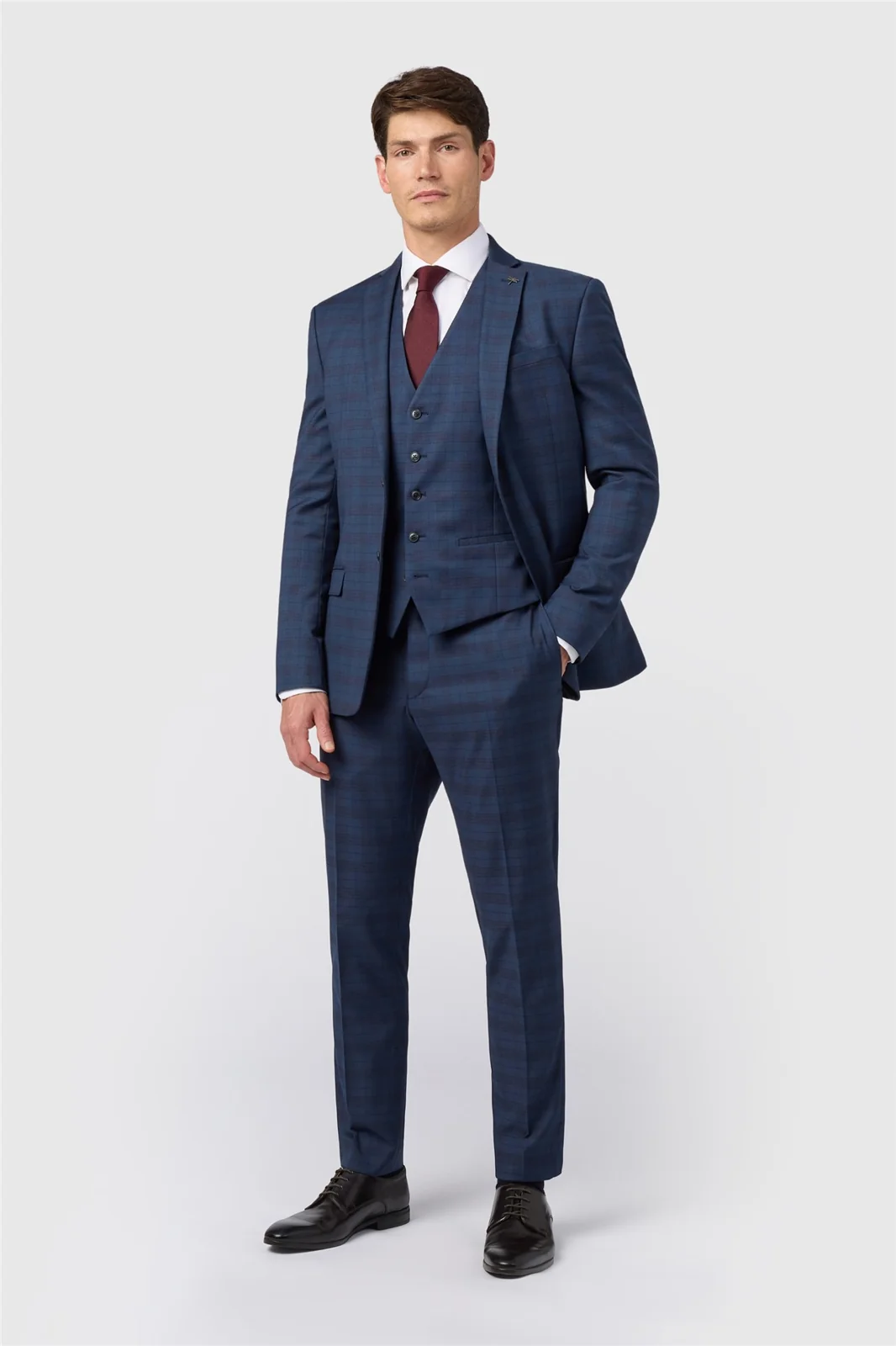 Ted baker Slim Fit Navy Caramel Check Jacket thumbnail 2