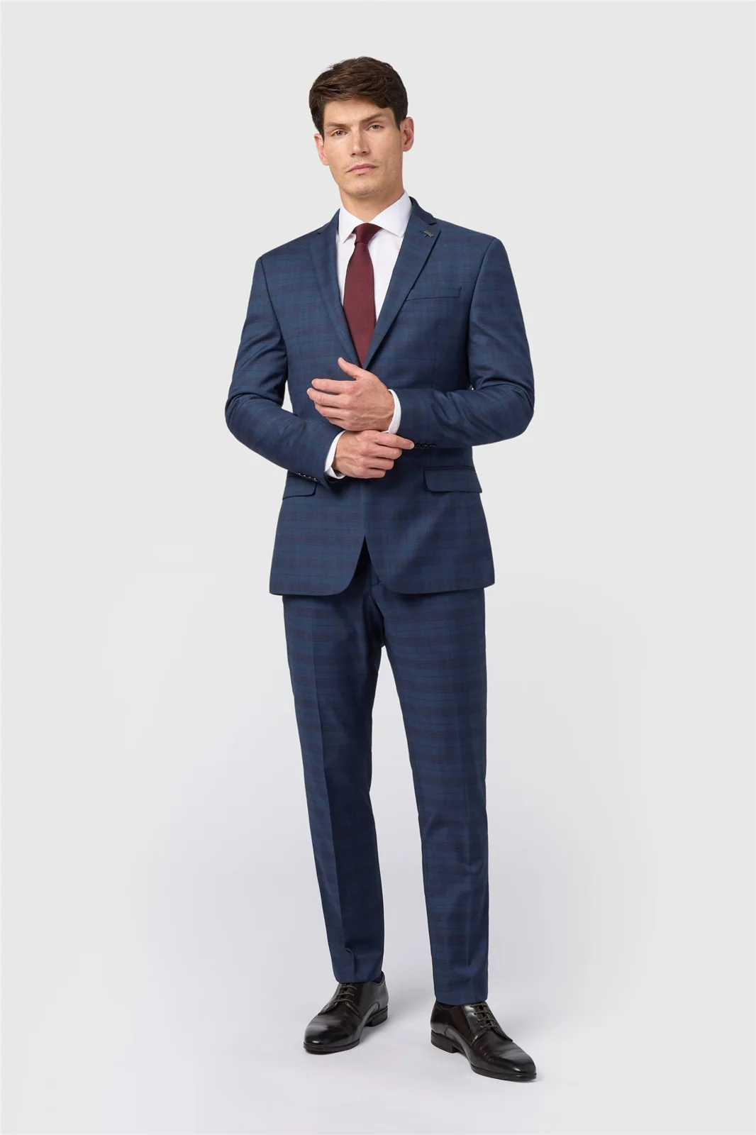 Ted baker Slim Fit Navy Caramel Check Jacket thumbnail 3