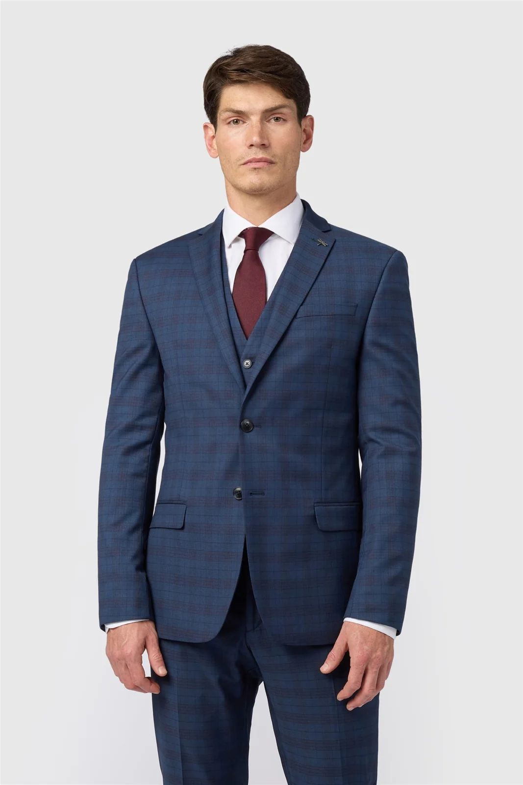 Ted baker Slim Fit Navy Caramel Check Jacket primary image