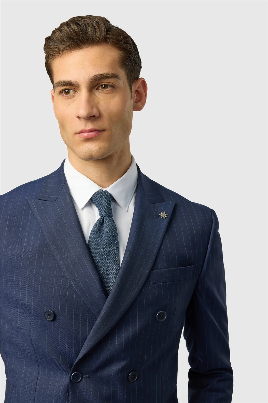 Ted Baker Slim Fit Navy Chalk Stripe Double Breasted Jacket thumbnail 5