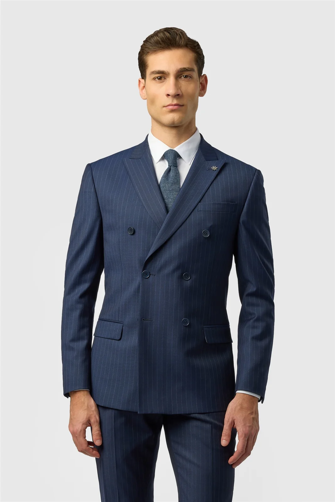 Ted Baker Slim Fit Navy Chalk Stripe Double Breasted Jacket primary image