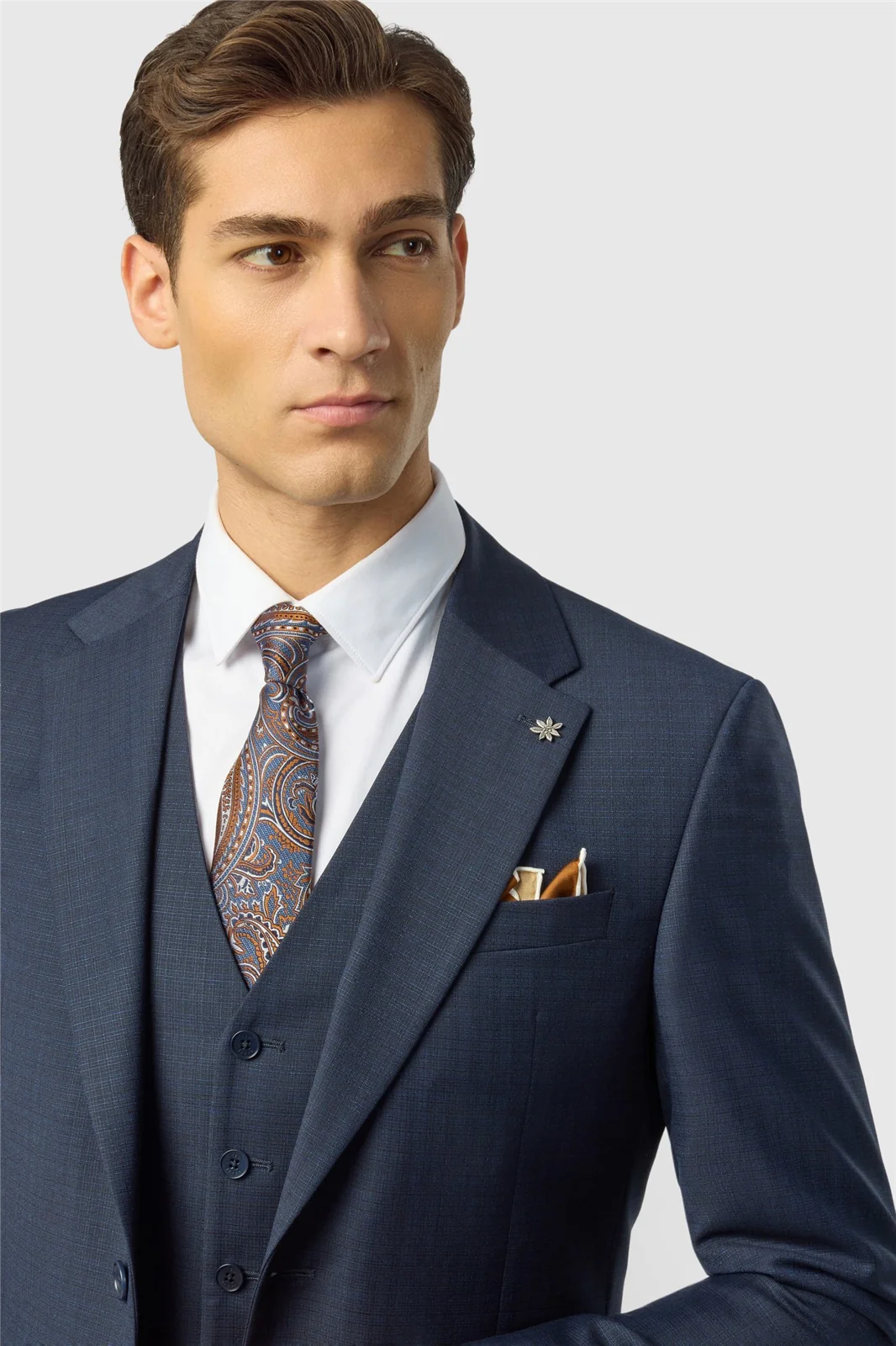 Ted Baker Slim Fit Navy Grid Texture Jacket thumbnail 4
