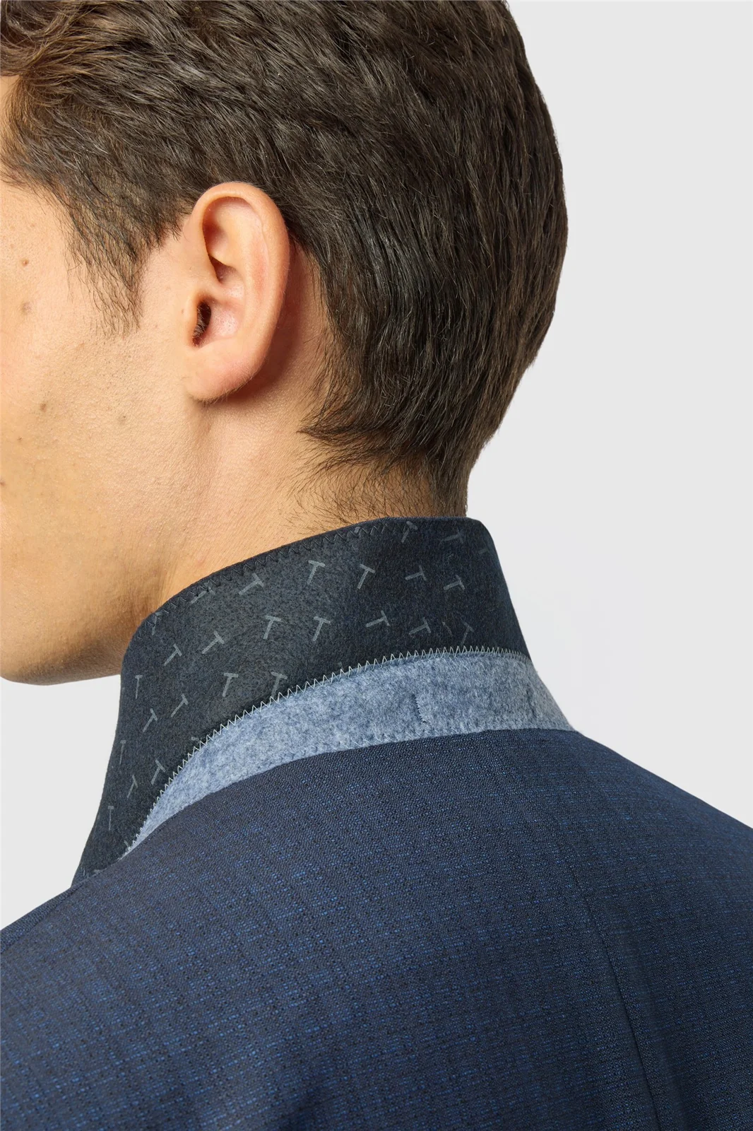 Ted Baker Slim Fit Navy Grid Texture Jacket thumbnail 5