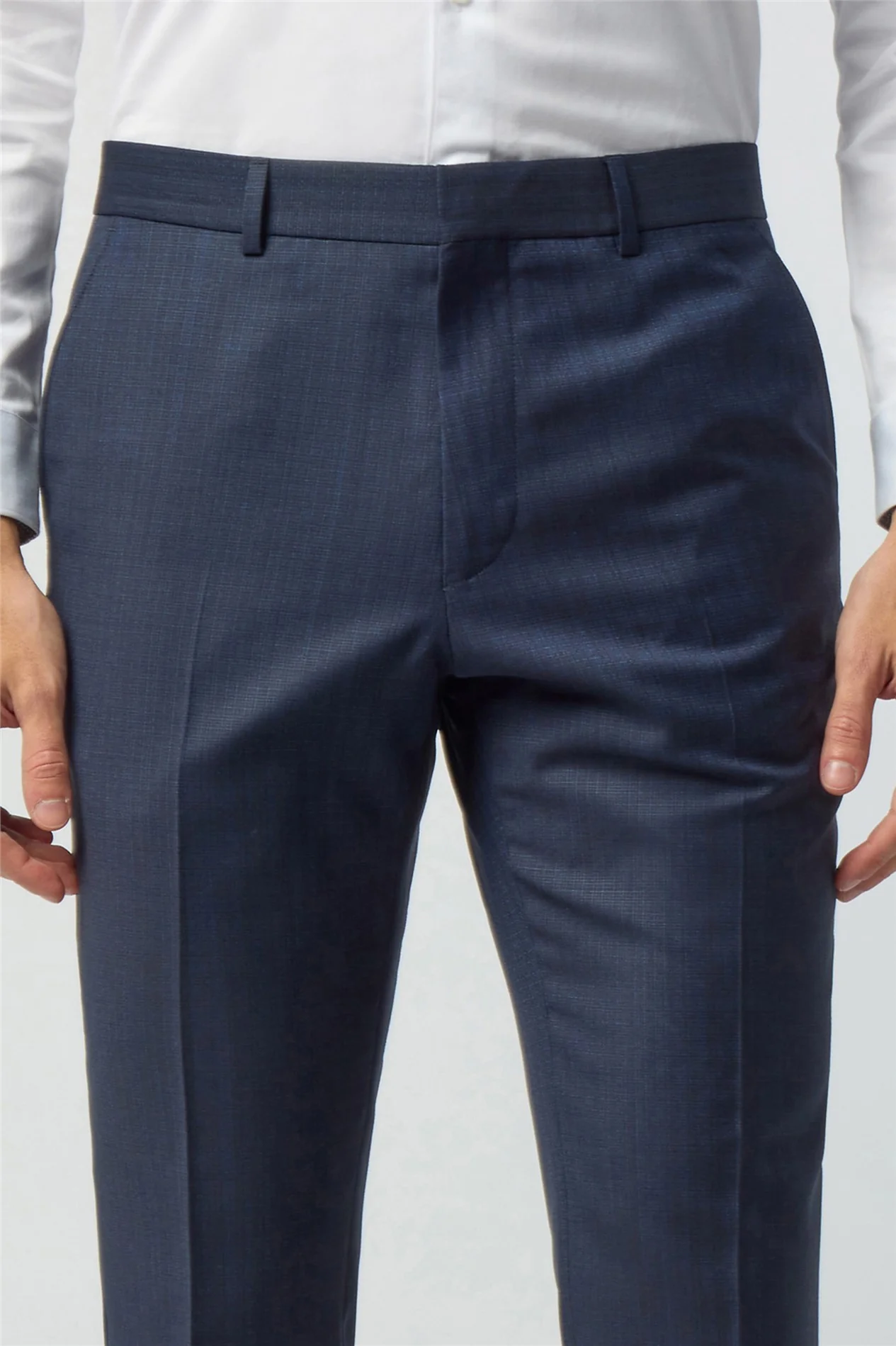 Ted Baker Slim Fit Navy Grid Texture Trousers thumbnail 2