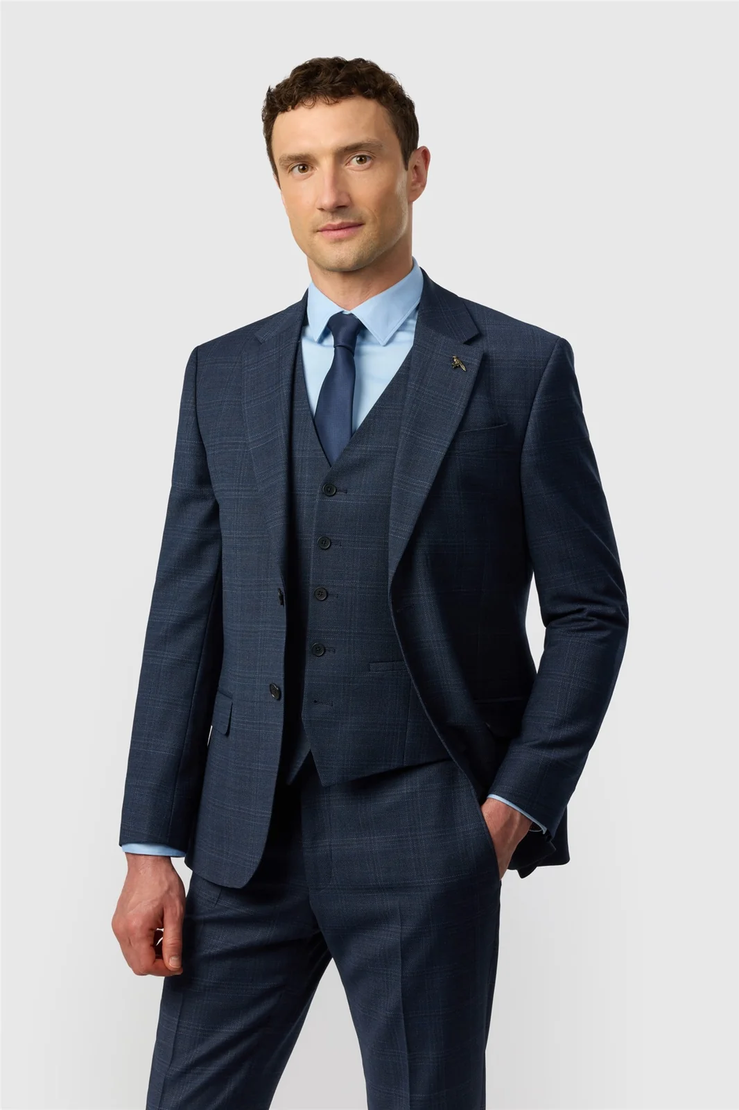 Ted Baker Slim Fit Navy Hopsack Check Jacket primary image