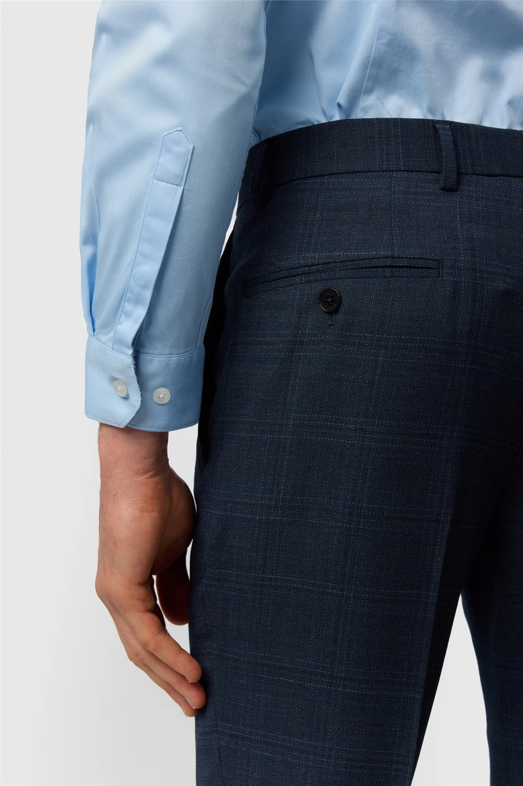 Ted Baker Slim Fit Navy Hopsack Check Trousers thumbnail 2