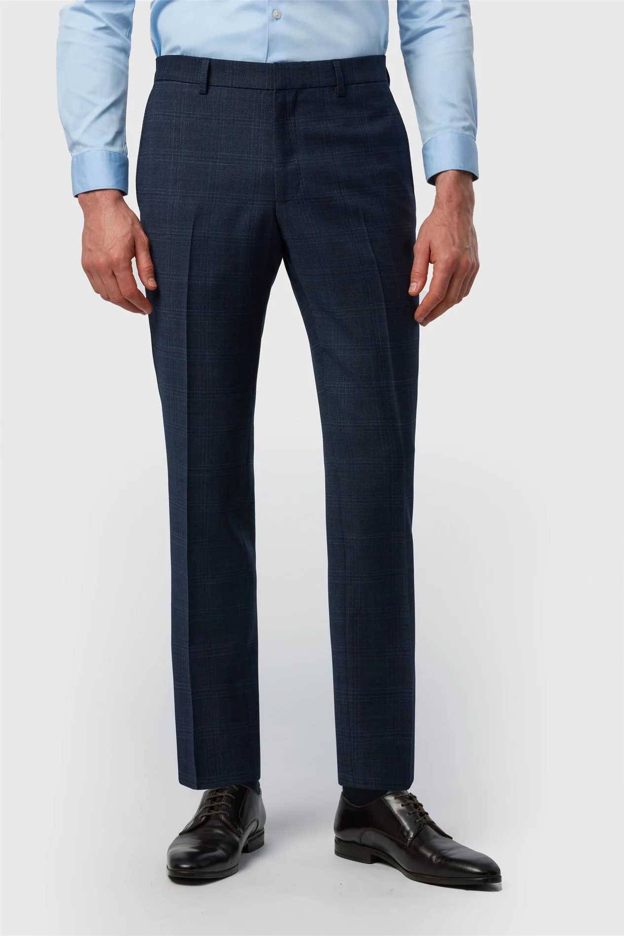 Ted Baker Slim Fit Navy Hopsack Check Trousers