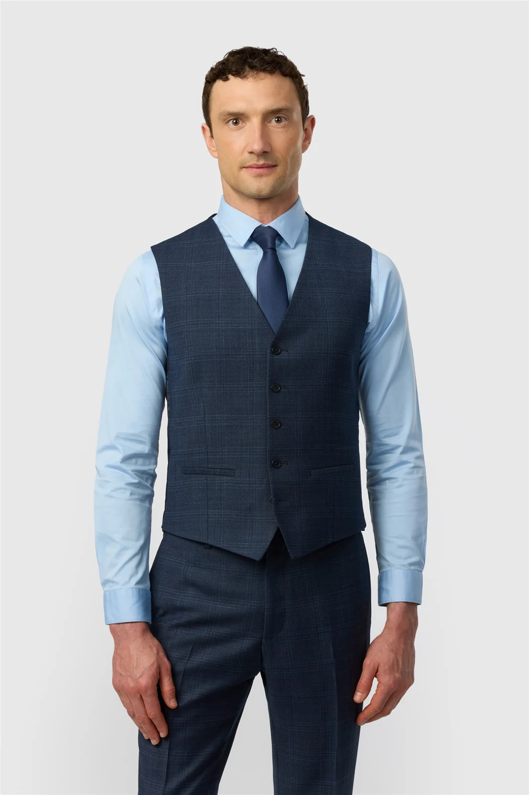 Ted Baker Slim Fit Navy Hopsack Check Waistcoat primary image