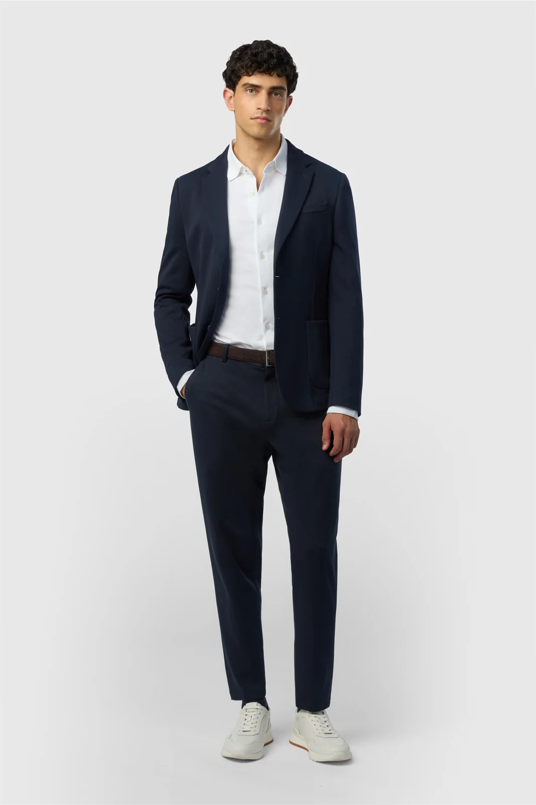 Ted Baker Slim Fit Navy Tapered Smart Jersey Trousers thumbnail 2