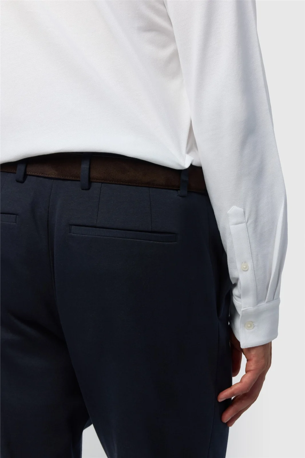 Ted Baker Slim Fit Navy Tapered Smart Jersey Trousers thumbnail 3