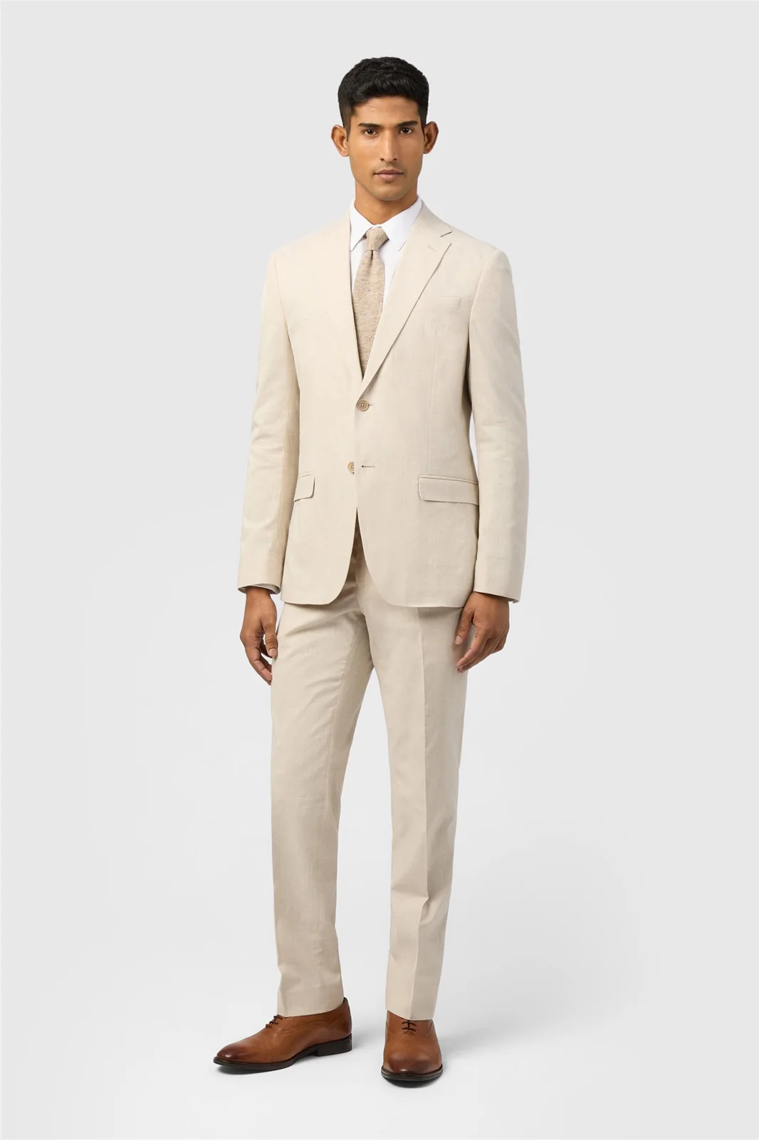 Ted Baker Slim Fit Novara Stone Linen Check Jacket thumbnail 2
