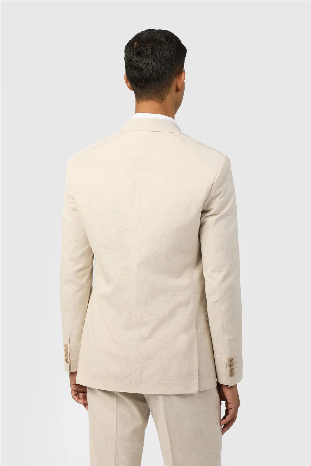 Ted Baker Slim Fit Novara Stone Linen Check Jacket thumbnail 3