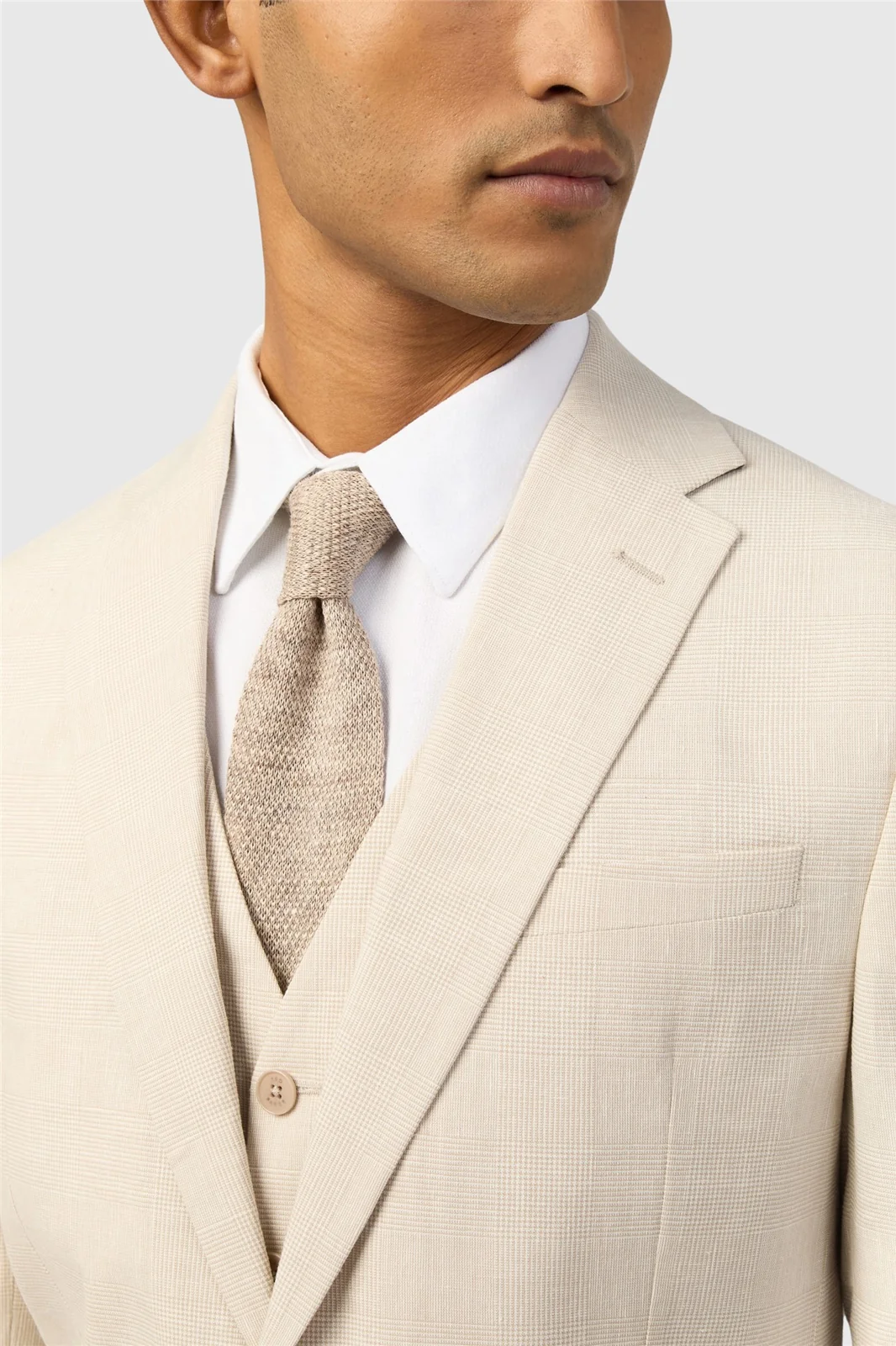Ted Baker Slim Fit Novara Stone Linen Check Jacket thumbnail 4