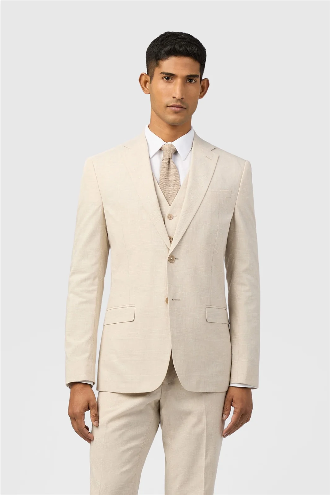Ted Baker Slim Fit Novara Stone Linen Check Jacket primary image