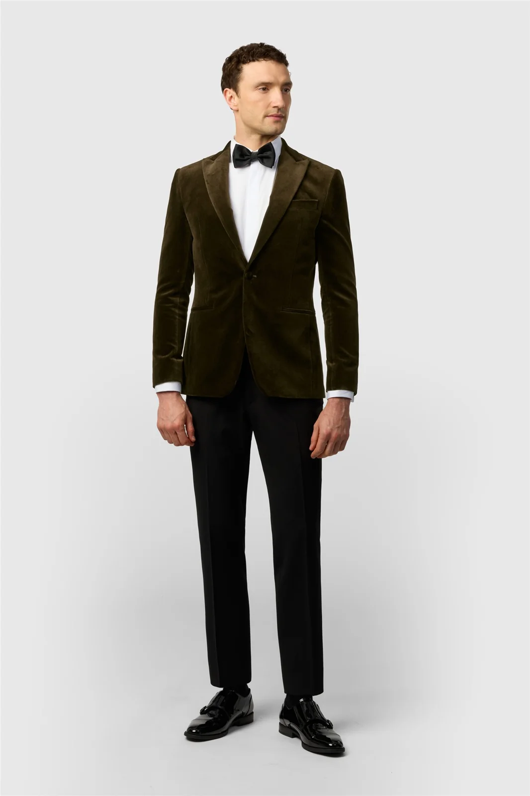 Ted Baker Slim Fit Olive Velvet Blazer thumbnail 2