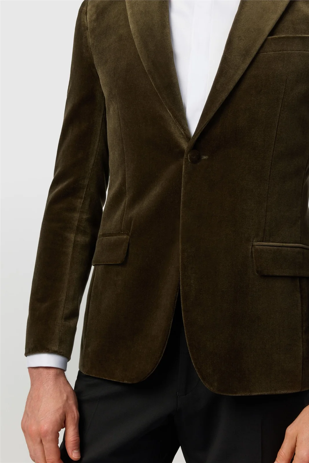 Ted Baker Slim Fit Olive Velvet Blazer thumbnail 4