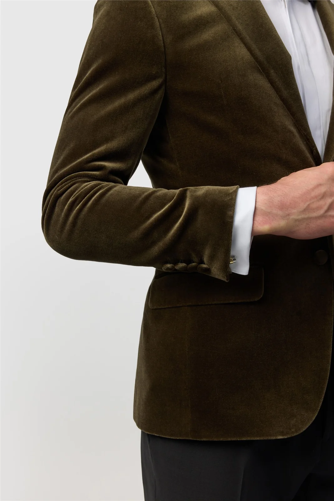 Ted Baker Slim Fit Olive Velvet Blazer thumbnail 5