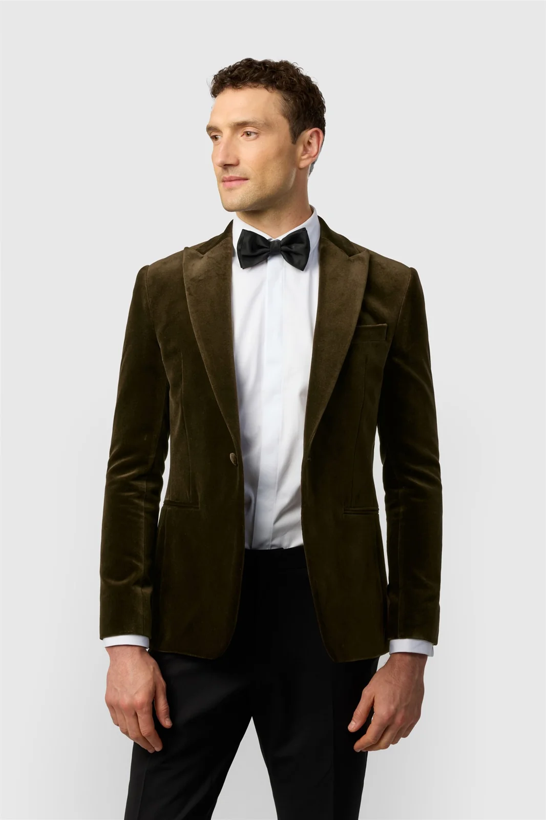Ted Baker Slim Fit Olive Velvet Blazer primary image