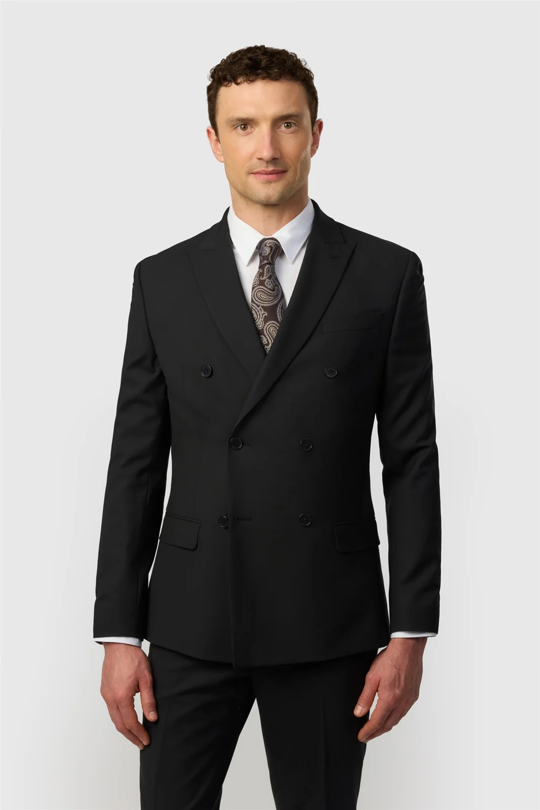 Ted Baker Slim Fit Performance Black Panama Double Breasted Jacket
