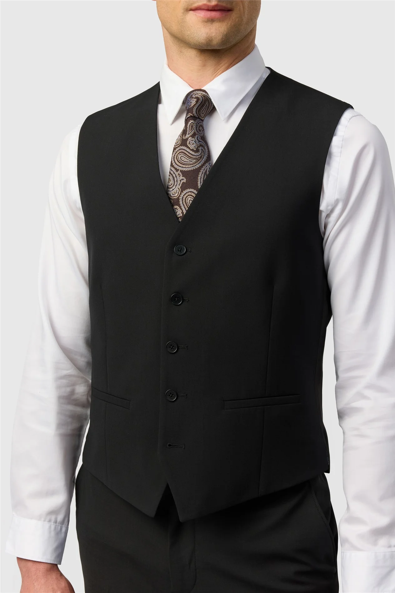 Ted Baker Slim Fit Performance Black Panama Waistcoat thumbnail 2