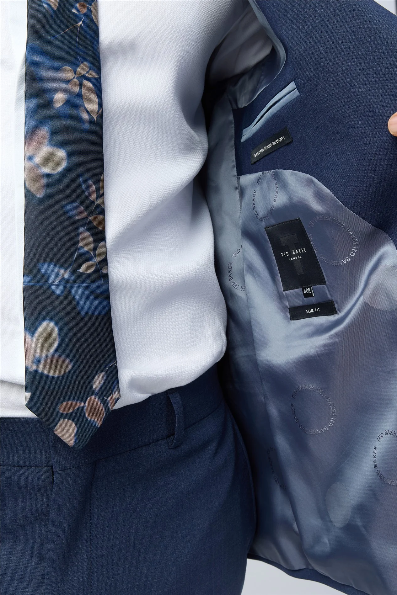 Ted Baker Slim Fit Performance Blue Panama Jacket thumbnail 6