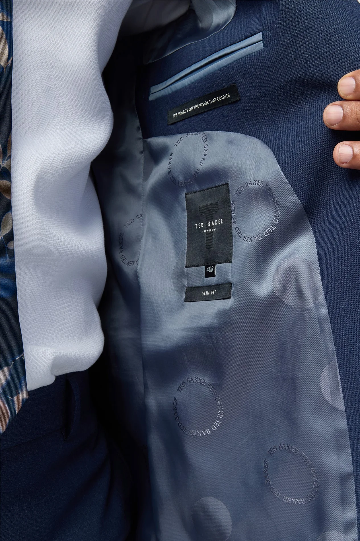 Ted Baker Slim Fit Performance Blue Panama Jacket thumbnail 7