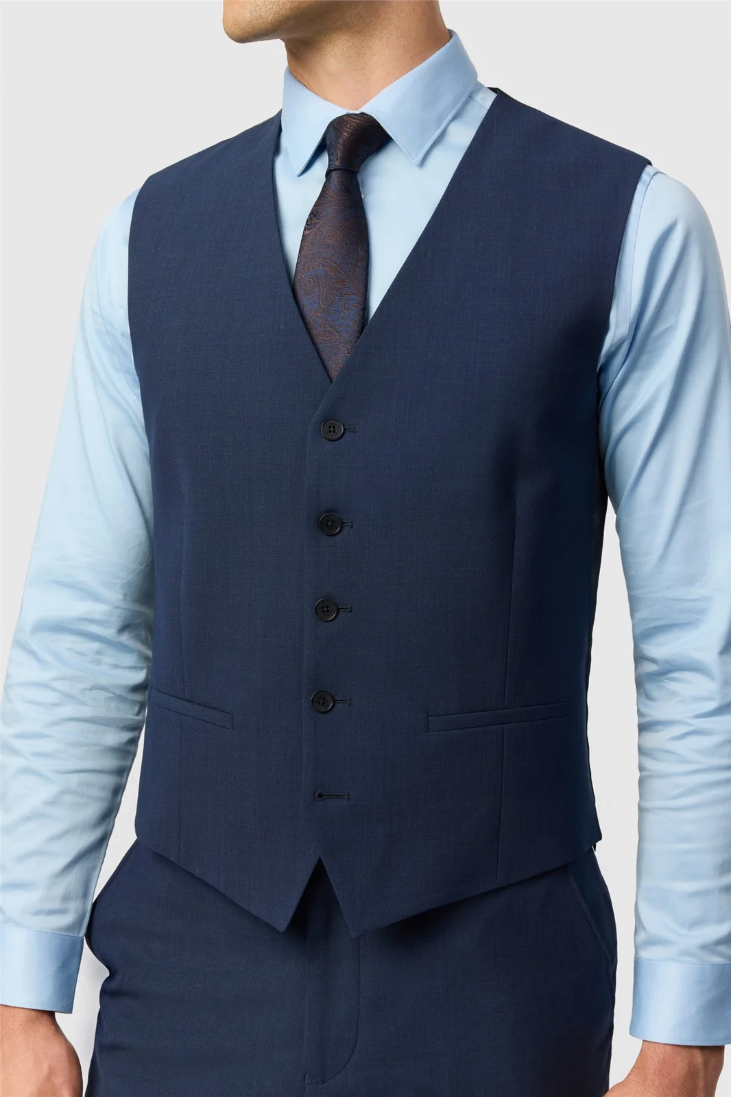 Ted Baker Slim Fit Performance Blue Panama Waistcoat thumbnail 2