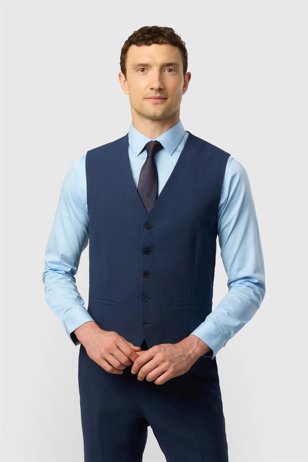 Ted Baker Slim Fit Performance Blue Panama Waistcoat primary image