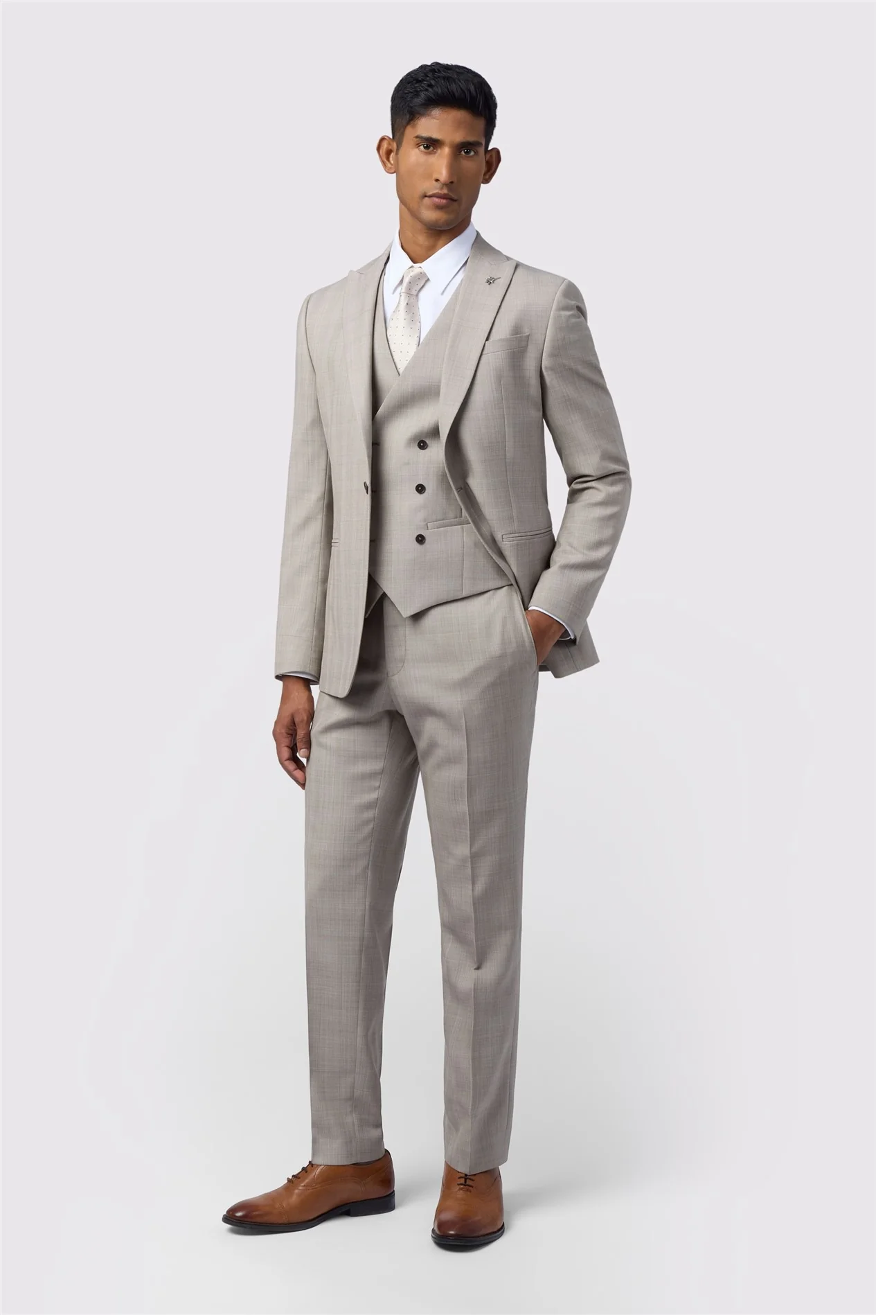 Ted Baker Slim Fit Performance Donne Taupe Check Jacket thumbnail 2