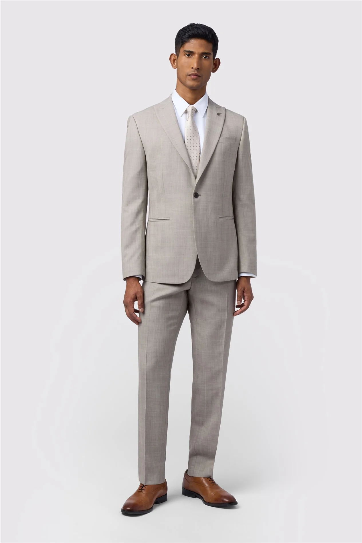 Ted Baker Slim Fit Performance Donne Taupe Check Jacket thumbnail 3