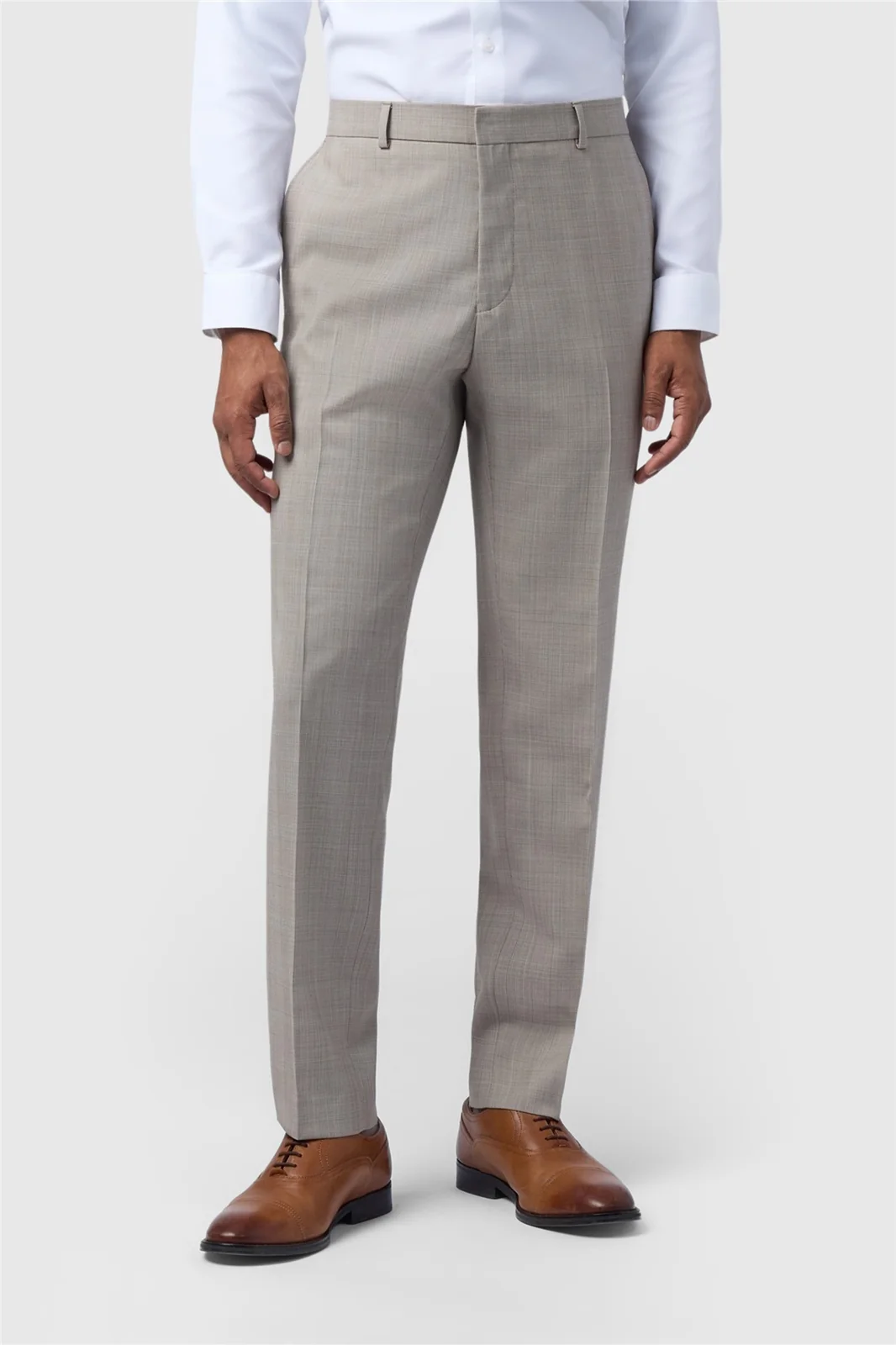 Ted Baker Slim Fit Performance Donne Taupe Check Trouser primary image