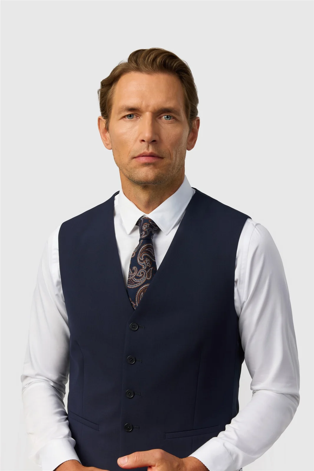 Ted Baker Slim Fit Performance Navy Panama Waistcoat thumbnail 2