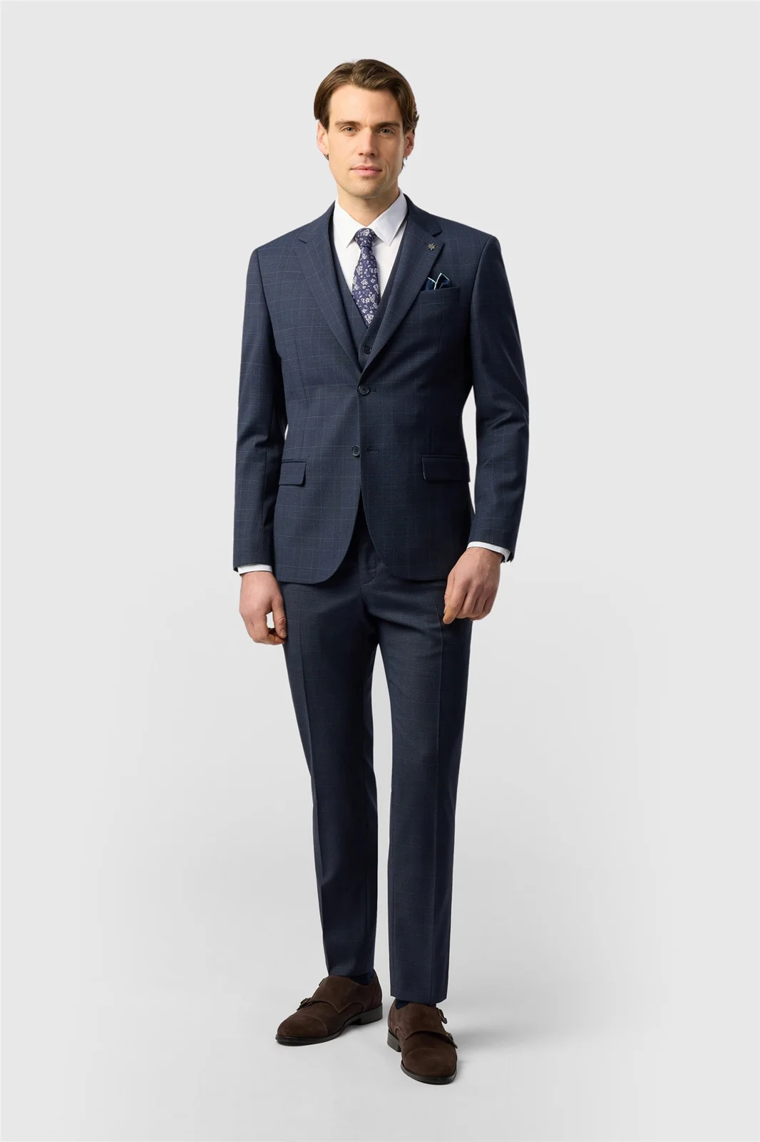Ted Baker Slim Fit Performance Navy Textured Check Jacket thumbnail 2