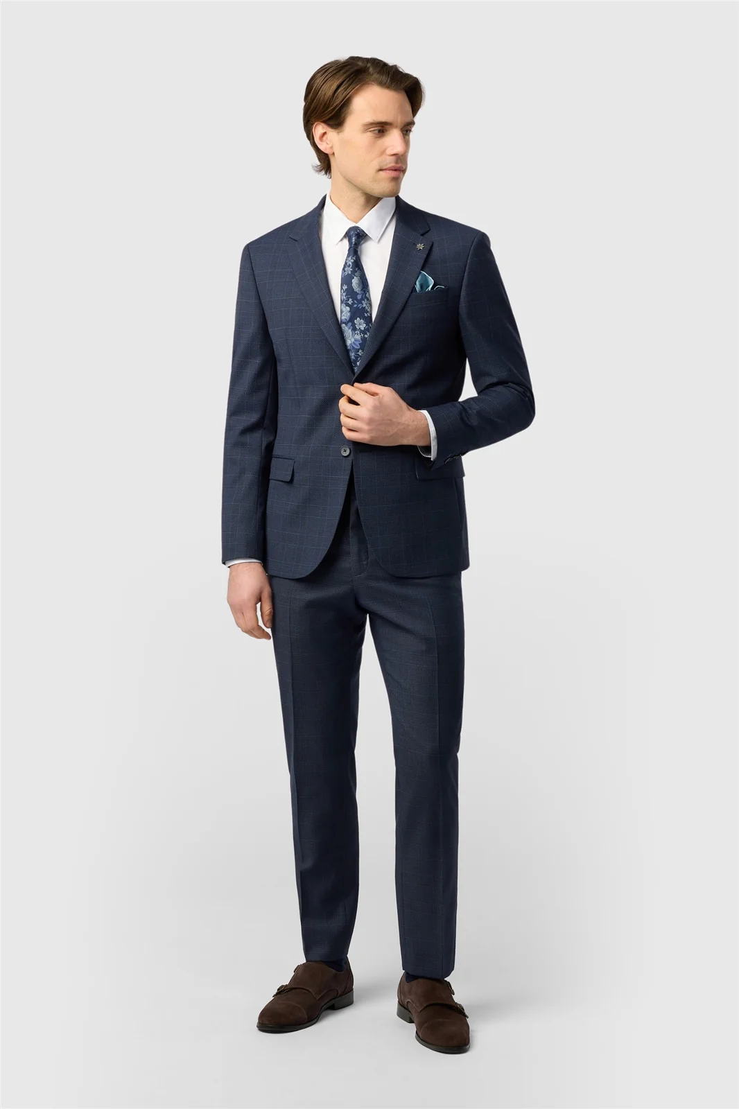 Ted Baker Slim Fit Performance Navy Textured Check Jacket thumbnail 3
