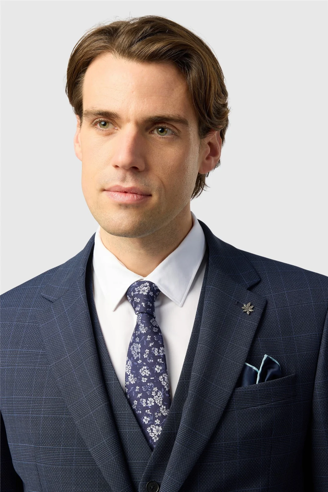 Ted Baker Slim Fit Performance Navy Textured Check Jacket thumbnail 4