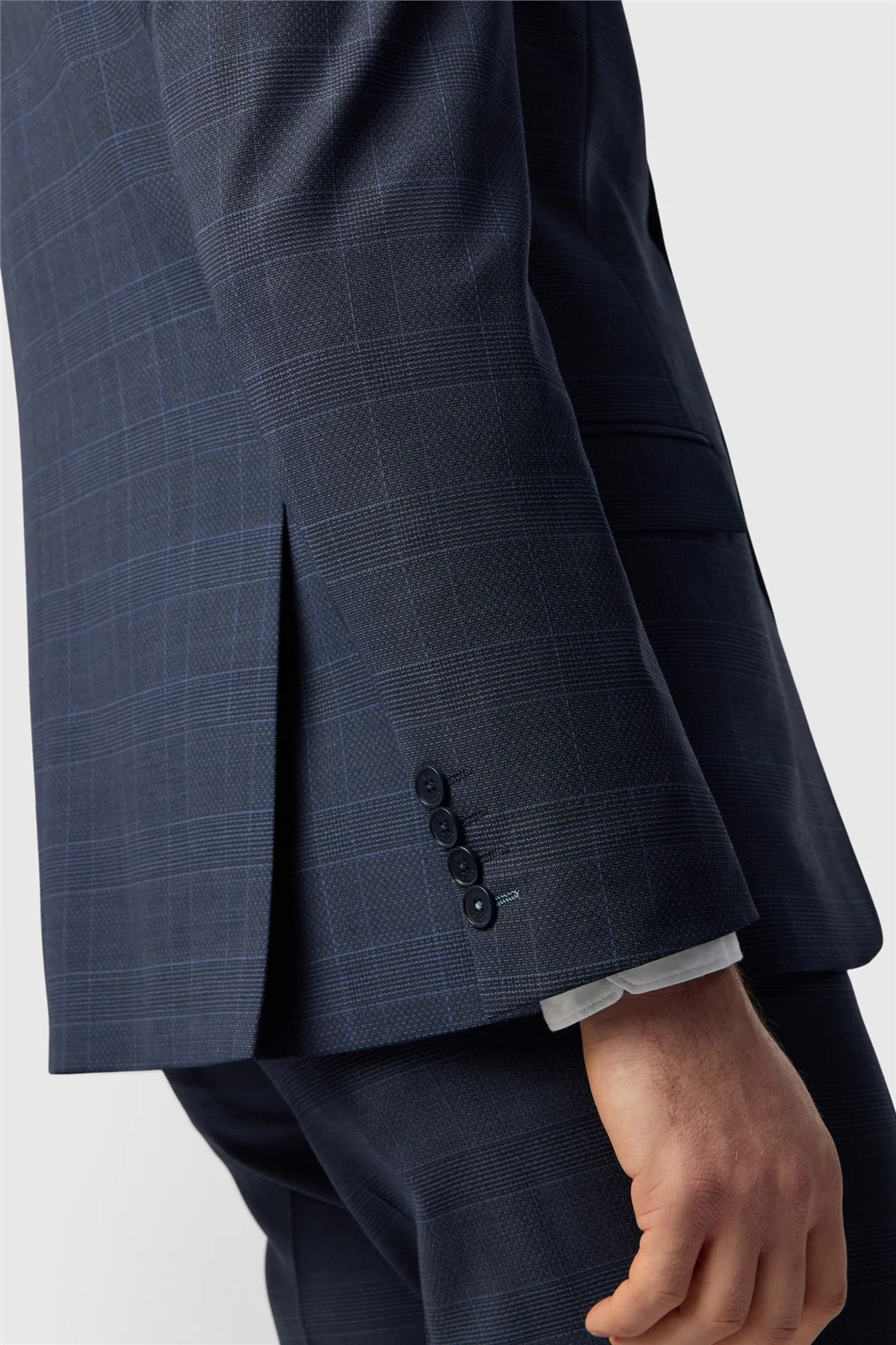 Ted Baker Slim Fit Performance Navy Textured Check Jacket thumbnail 5