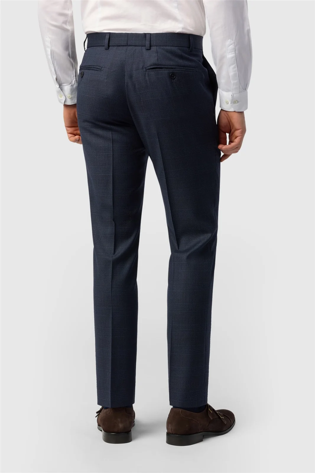 Ted Baker Slim Fit Performance Navy Textured Check Trousers thumbnail 2